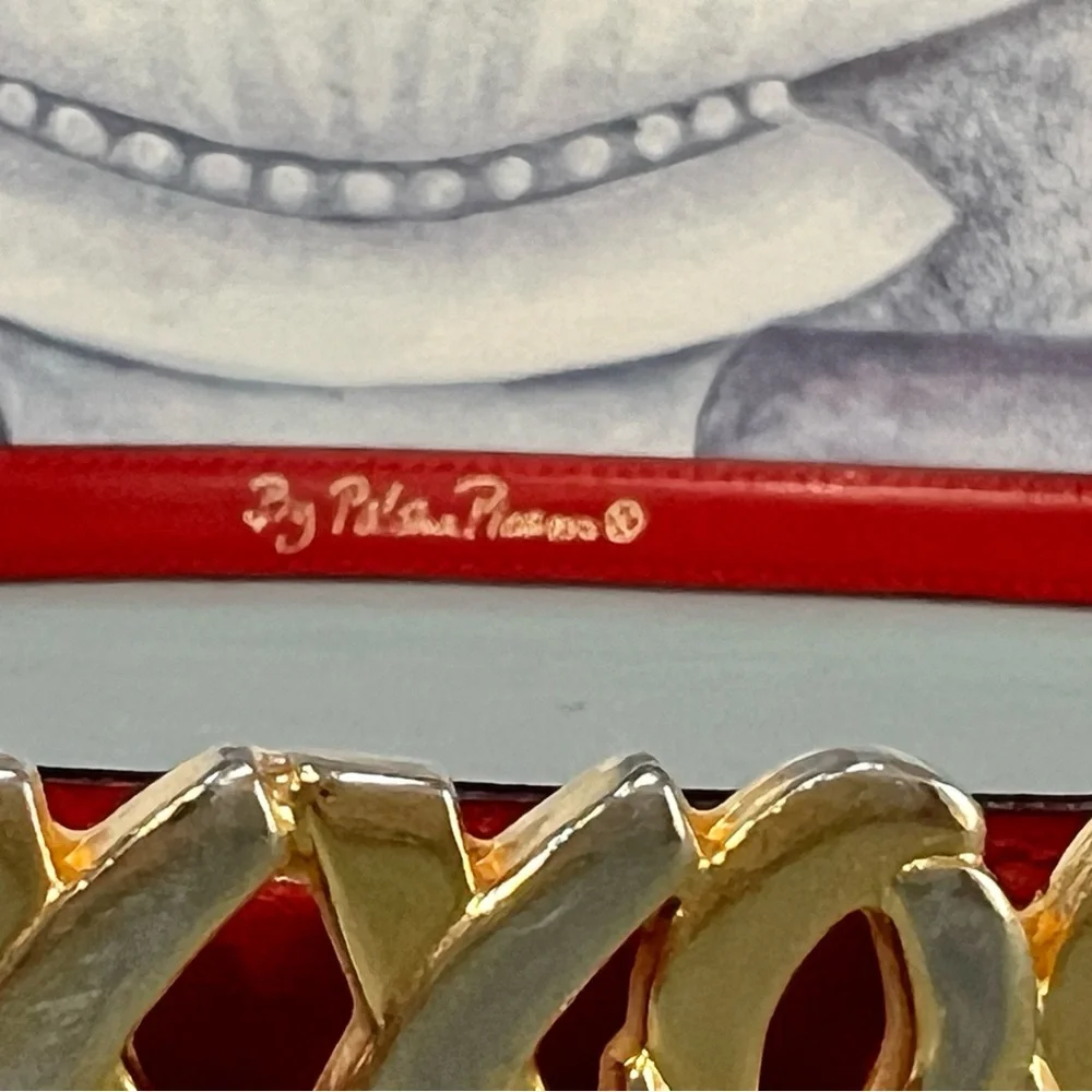 Vintage Paloma Picasso Italian Red Leather XXXOOO Belt - Picture 7 of 10